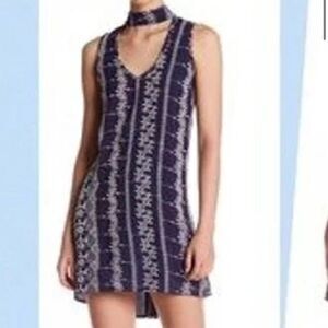 White and Blue Vintage Havana Hippie Boho Dress Size Small